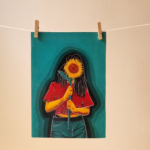 Sunflower girl Greeting Card