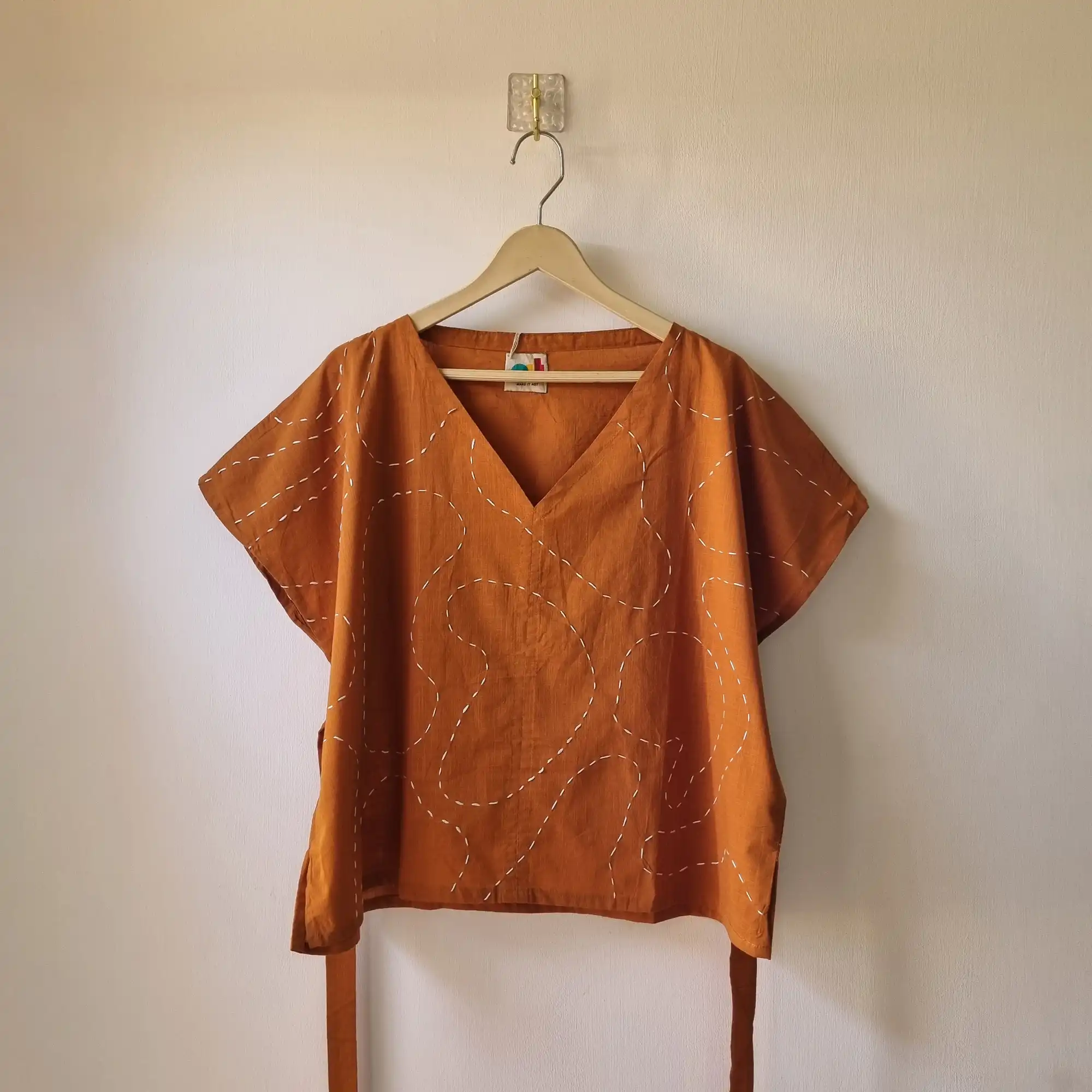 Abstract Kantha embroidered zero waste top Abstract Kantha embroidered zero waste top - Image 1