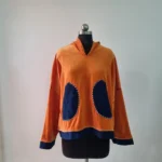 Blue Orange Velvet Hoodie - Image 2