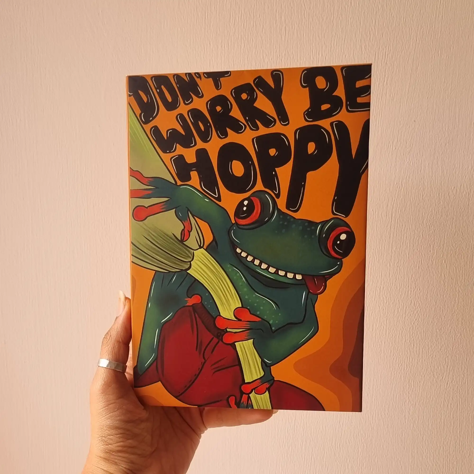 Dont worry be hoppy notebook Be hoppy Frog Diary by Make it ADT - Image 1