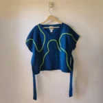 Green Waves on Blue Zero Waste Top