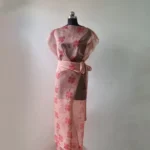 Peach Flora Organza Co-ord set
