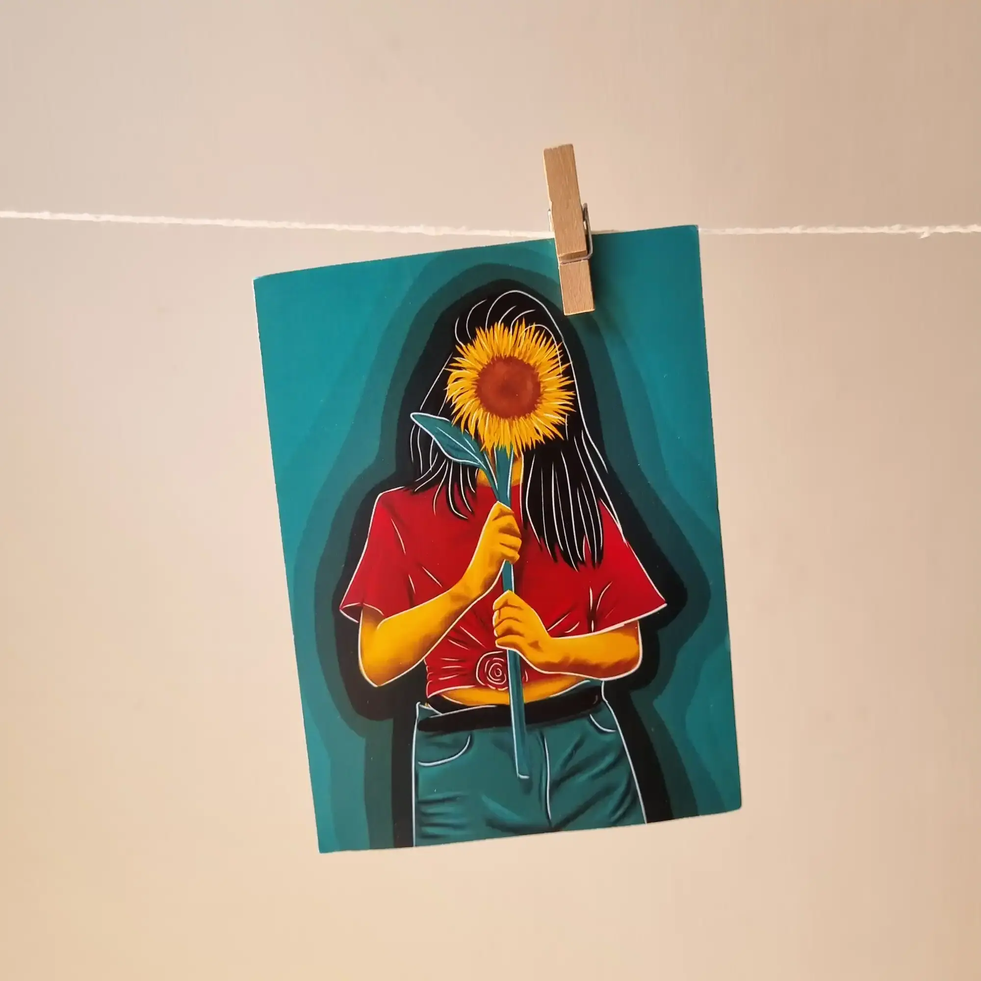 Sunflower Girl Art Print Sunflower Girl Art Print - Image 1